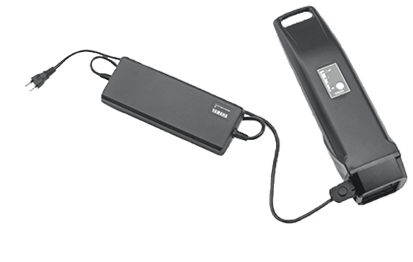 Battery with charging block plugged in